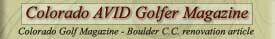 Colorado Golf Magazine - Boulder C.C. renovation article